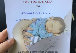 Dyplom uznania dla stowarzyszenia "Mamy tę moc" za okazane wsparcie.