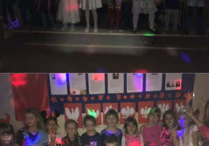 Uczniowie tańczą Macarenę. Dzieci pozują do klasowego zdjęcia.
