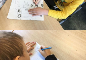 Uczniowie szkicując planują pracę.