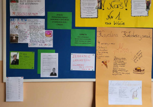 Plakaty uczniów, którzy kandydujana przewodniczącego.