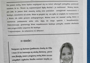 Plakat Basi z 8a promujący jej kandydaturę.