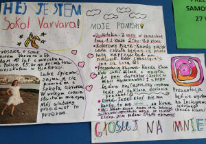 Plakat Varvary z 5b promujący jej kandydaturę.