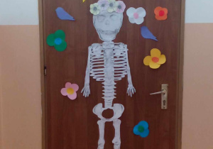 Kolorowe kwiaty i szkielet, to chyba zaproszenie do pracowni biologicznej.