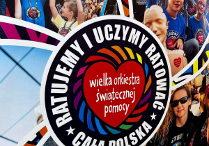 Baner informujący o przedsięwzięciu Wielkiej Orkiestry Świątecznej Pomocy.
