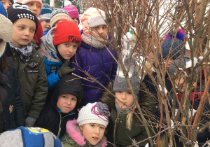 Dzieci przyglądają się wodopojowi dla ptaków wykonanego w platkikowej butelki - recykling twórczy.