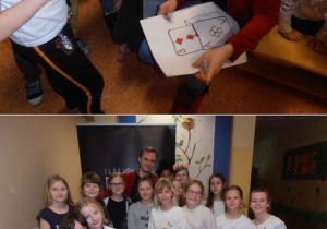 Pan Damian Spętany rozdaje autografy i fotografuje sie z dziećmi.