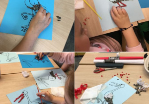 Uczniowie podczas pracy plastycznej.