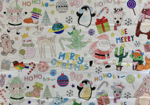 Skończona kolorowanka "Ho, ho, ho - Merry Christmas!".