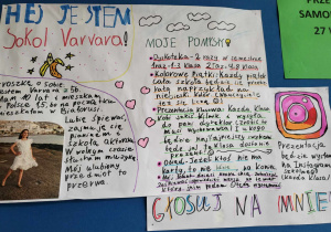 Plakat Varvary z 5b promujący jej kandydaturę.