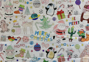 Skończona kolorowanka "Ho, ho, ho - Merry Christmas!".