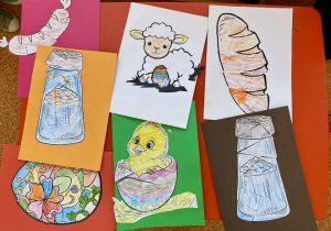 Kolorowe symbole wielkanocne.